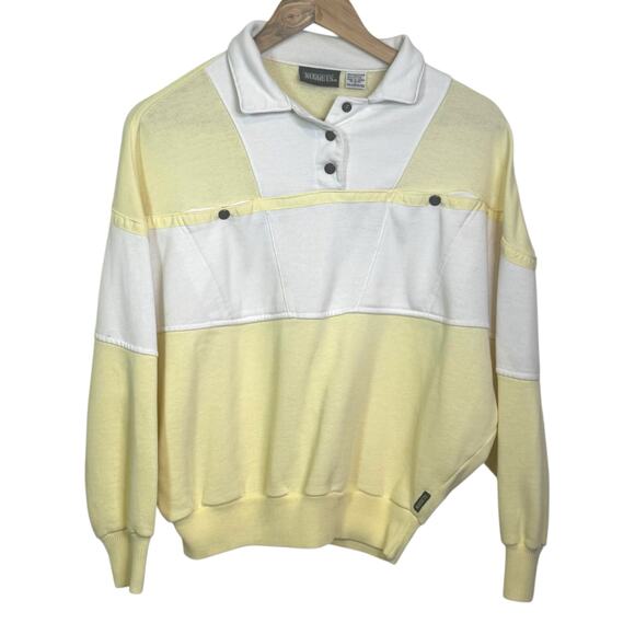 Vtg Nuggets Size Large Yellow Color Block 1/4 Snap Pullover Cropped Sweatshirt - Picture 1 of 7